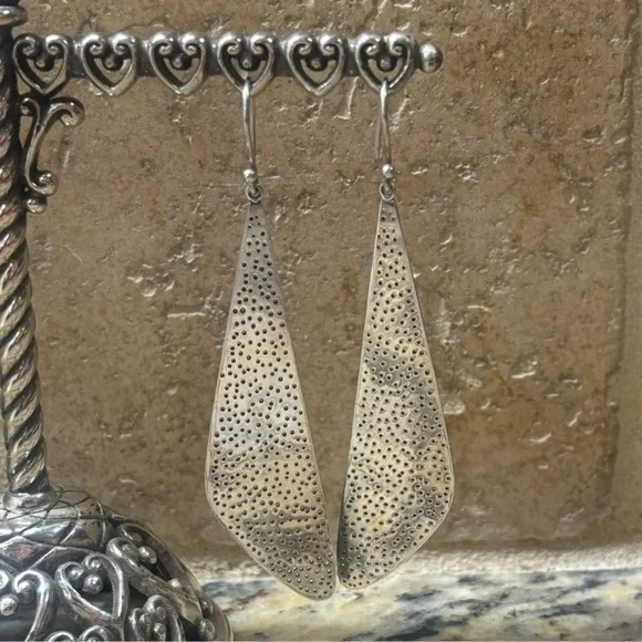 Silpada Textured Sterling Silver Geometric Earrings W1161 - Picture 9 of 11
